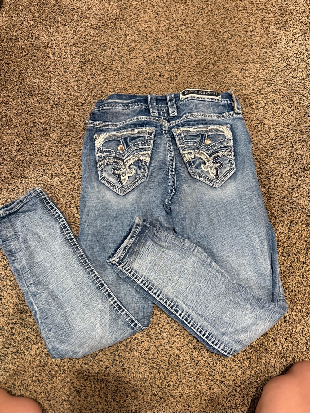 Buckle Light Blue Embellished Skinny Jeans